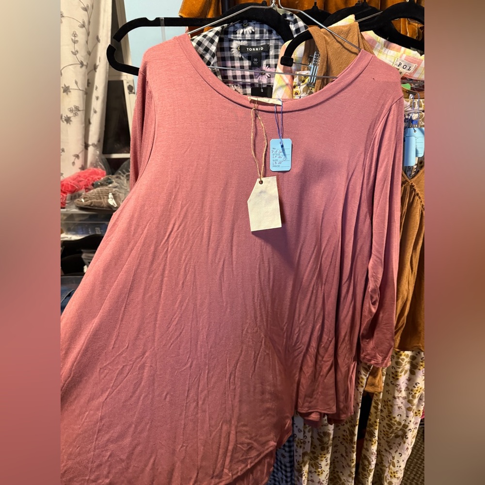 #509 Easel Dusty Rose Tunic Top